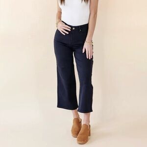 Judy Blue 9 (29) Wide Leg High Rise Women's Navy Blue Jeans Cropped Stretch